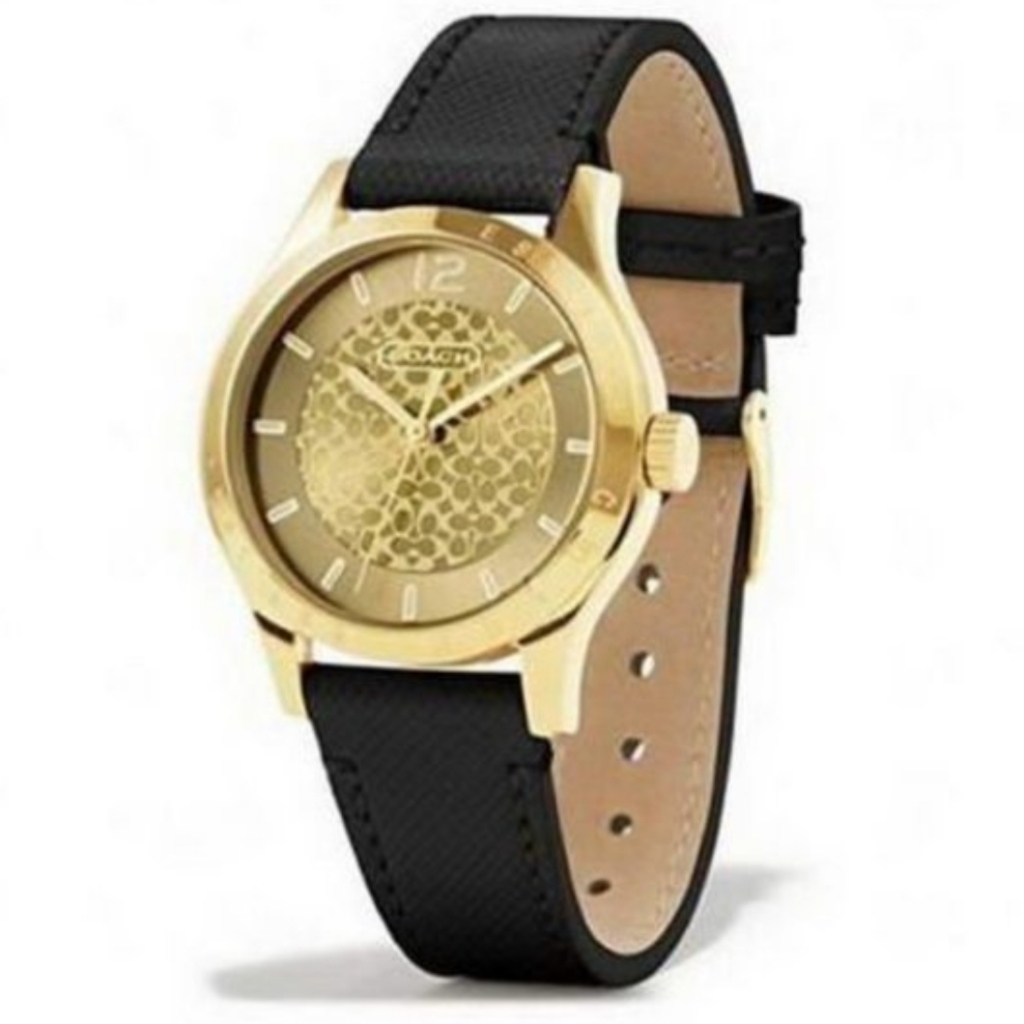Coach Maddy Gold Plated Leather Strap Watch